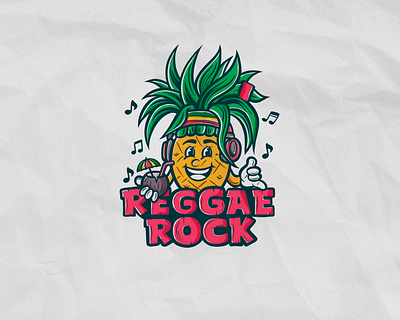 Reggae Pineapple logo cartoon cartoonish logo character character logo design graphic design illustartion illustration logo jamaica logo mascot music music illustration music logo pineapple pineapple logo reggae illustration reggae logo