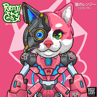 MIU-05 cartoon cat cyberpunk cyborg nft robot vector