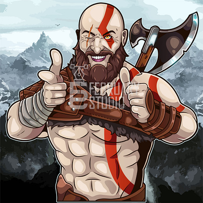 KRATOS MEME cartoon funny kratos meme vector