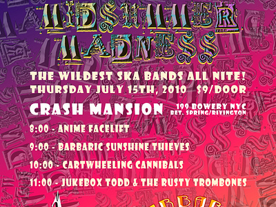 Midsummer Madness Ska Night, 2010 branding digital art event posters gig posters graphic design illustration midsummer madness nyc bands ska bands