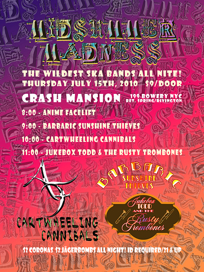 Midsummer Madness Ska Night, 2010 branding digital art event posters gig posters graphic design illustration midsummer madness nyc bands ska bands