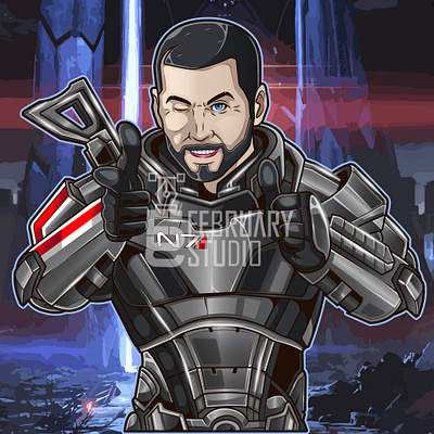 Commander Shepard MEME cartoon game meme vector