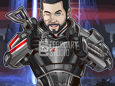 Commander Shepard MEME cartoon game meme vector