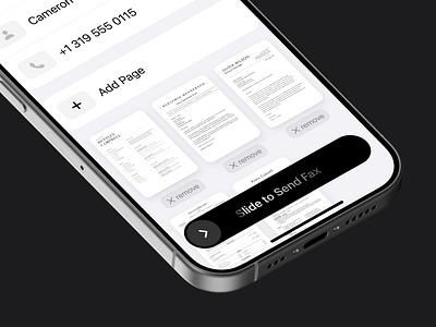 Fax Sending App for iOS animation app app store button clean dark design documents drafts fax form interface ios iphone minimal mobile modern send ui ux