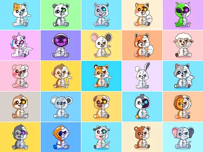 Animals Robot Collection🤖🐹🐼 animals body branding cat character cute cyber cyborg doodle futuristic horror icon illustration logo machine robot robotics science technology vector