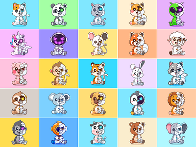 Animals Robot Collection🤖🐹🐼 animals body branding cat character cute cyber cyborg doodle futuristic horror icon illustration logo machine robot robotics science technology vector