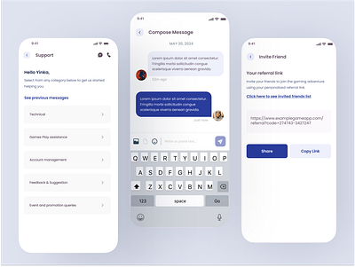 Support invite a friend mobile mobile design mobile screen referral referral screen support support screen ui design uiux uiux design