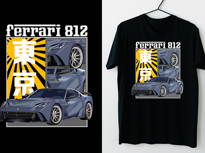 Car T shirt Design, Automotive T shirt, Vector Tees, Ferrari 812 automotive t shirt car t shirt digital car drawing ferrari 812 graphic design vector tees