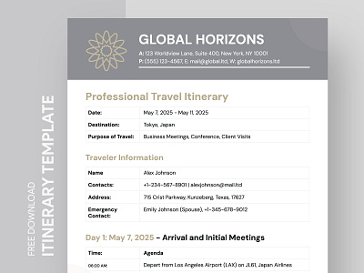Professional Travel Itinerary Free Google Docs Template business itinerary business trip itinerary business trip program business trip schedule company itinerary corporate itinerary docs free google docs templates free itinerary template free template free template google docs google google docs google docs itinerary template itinerary itinerary design itinerary template simple itinerary template work trip itinerary