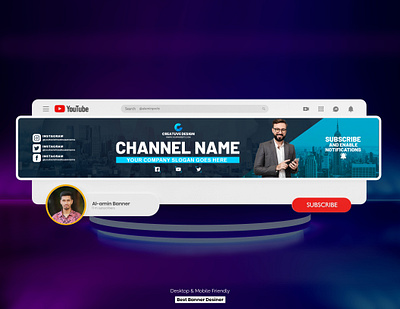 Creative Youtube Channel Banner Design banner facebook cover graphic design logo youtube header