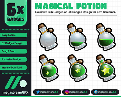 Magical Potion Badges | Poison Sub Badges | Potion Bottle Stream poison youtube badge