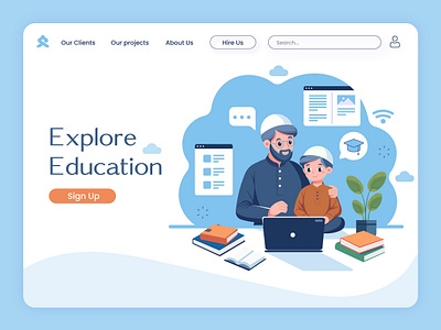 Landing Page Illustration for Islamic Education tech in education
