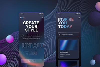 Visual Style Generator ai app ai generator color gradient generator dark mode mobile app ui ux design visual style