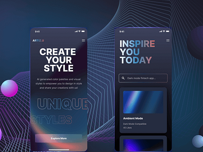 Visual Style Generator ai app ai generator color gradient generator dark mode mobile app ui ux design visual style