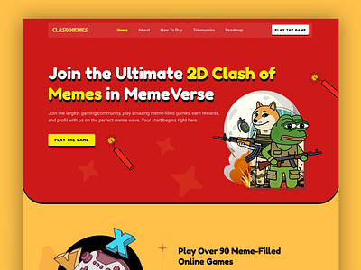 Clash of Memes Landing Page landing page design meme coin meme landing page meme website design
