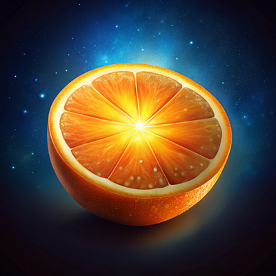 Orange slice illustration through AI ai glow illustration orange slice