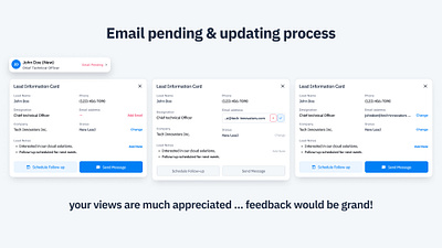 CRM - Email pending & updating flow contact crm email ui user interface ux