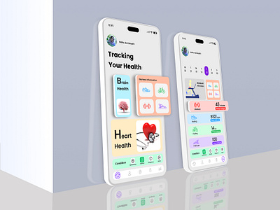 Medical App/ Health Care 3d design 3d mobile 3d mockup ai brain health graphic design health ai health app health care heart health heartbeat medical app medical information mockup ui design ux design workout