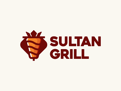 Sultan Grill app branding combination crown design dualmeaning graphic design grill kebab king logo logodesign shawarma sultan
