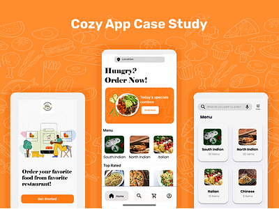 Cozy Food Delivery App Case Study case study graphic design ui ux