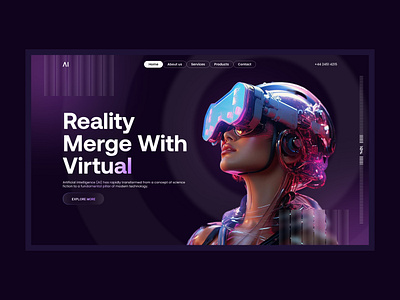 Virtual world ar creative creative design creative ui hero section ui virtual word vr web webdesign website