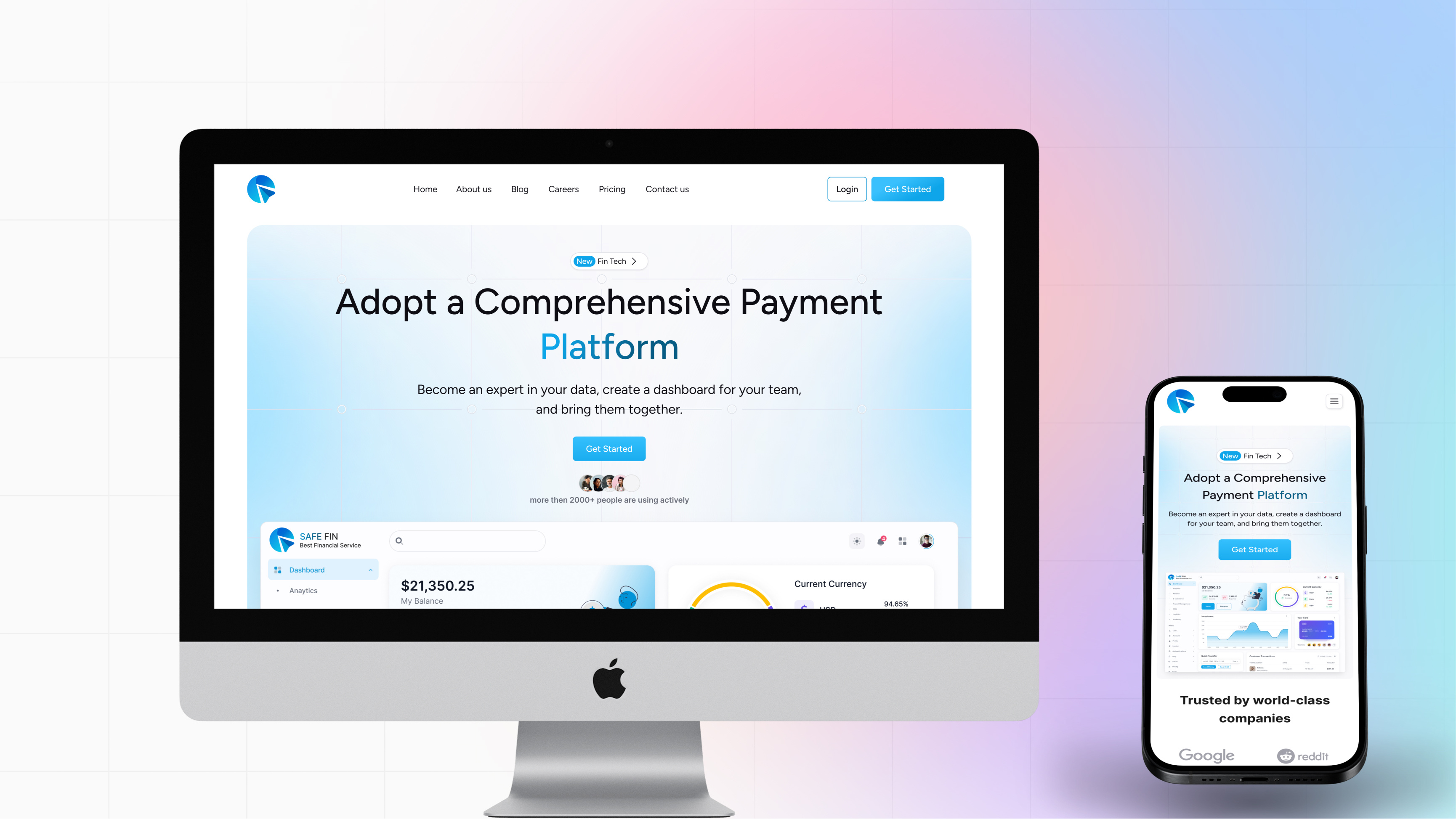 FinTech Landing Page adobe xd branding design figma fintech landing page ui