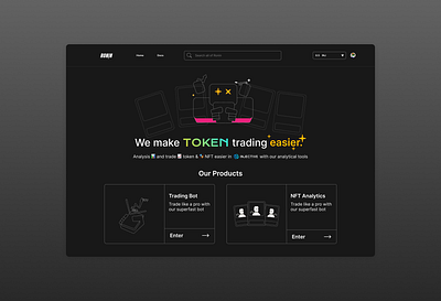 Cryptocurrency Ronin Trading Bot Landing Page bot crypto cryptocurrency landing page trading ui ux vector web design