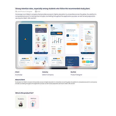 Scoreleap GMAT | GRE | SAT Case Study graphic design ui