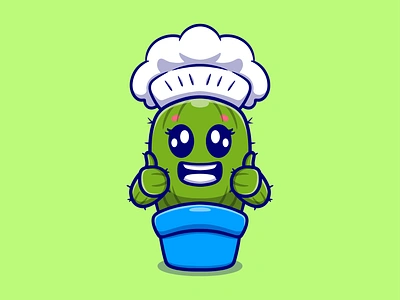 Chef Cactus arizona art branding cacti chef cute desert design graphic design identity illustration logo mascot plant restaurant succulent website