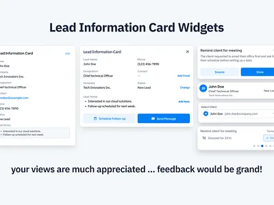 Lead Information Card Widgets card crm interface ui user interface ux widget