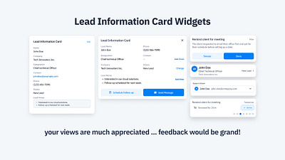 Lead Information Card Widgets card crm interface ui user interface ux widget