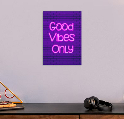 Good vibes only neon abstract good vibes only graphic design neon pink poster redbubble sign teepublic text