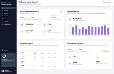 Barcode-Based Inventory Management System dashboard design figma ui ui design uicarl ux ux design web app