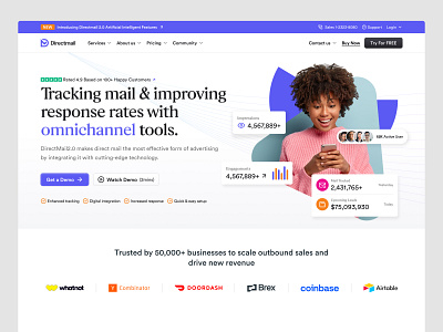 Revamp Hero section of DirectMail 2.0 email builder email marketing email template email website homepage landing page mailchimp marketing website product ui ui design uiux website website email builder