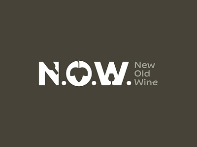 Now bottle branding glass grape graphic design leaf logo wine winery