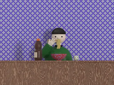 "Noodles are the food of the gods." 3d 3ddesign character design furniture graphic design illustration