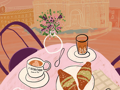 l'antico forno advertising advertising illustration brand identity branding breakfast cafe coffee concept art croissant drawing editorial food food art illustration italy latte sketch still life summer