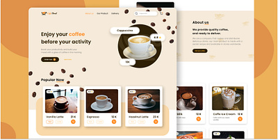 Coffee Shop design landing page ui uiux ux web design