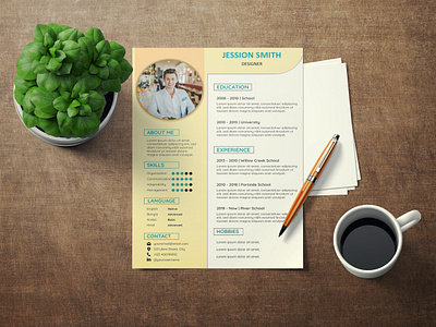 Minimalist cv template business infographic graphic design