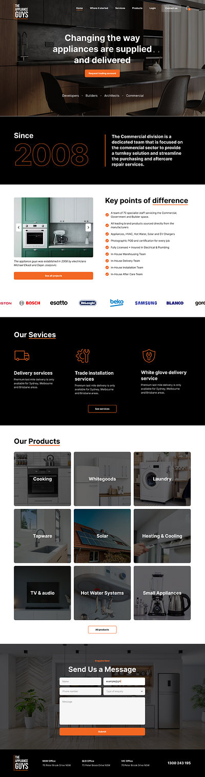 Appliance brand homepage commercial appliance commercial ecommerce figma homepage ux website design