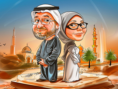 Custom Couple Caricature | Muslim Couple Caricatures branding caricature cartoon cartoon art cartoon caticature cartoon character cartoon logo cartoon portrait cartoon pportrait couple cartoon caricature design etsy fiverr graphic design icartoonall illustration logo muslim couple caricature photolamus youtube channel