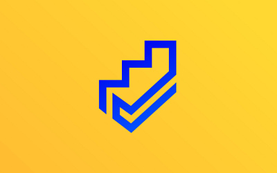 Site Logo Design - Abstract abstract blue cool creative growth logo logo design memorable minimal real estate simple stairs success tick tick symbol unique vibrant yellow