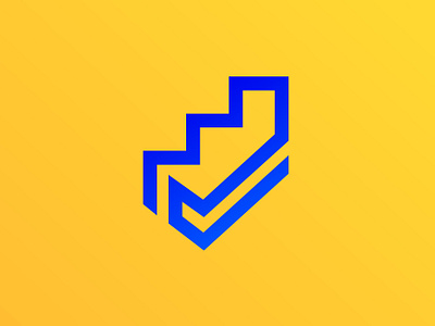Site Logo Design - Abstract abstract blue cool creative growth logo logo design memorable minimal real estate simple stairs success tick tick symbol unique vibrant yellow