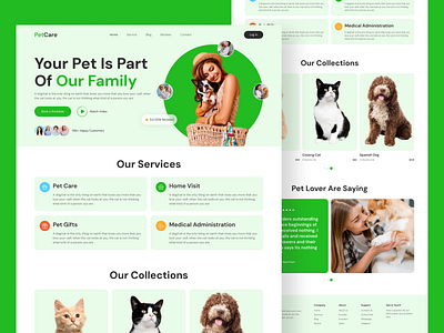 PetCare Landing Page Design cat dog ecommerce hero section pet care pet food pet health pet shop pet ui petcare homepage petcare landing pagee shakil