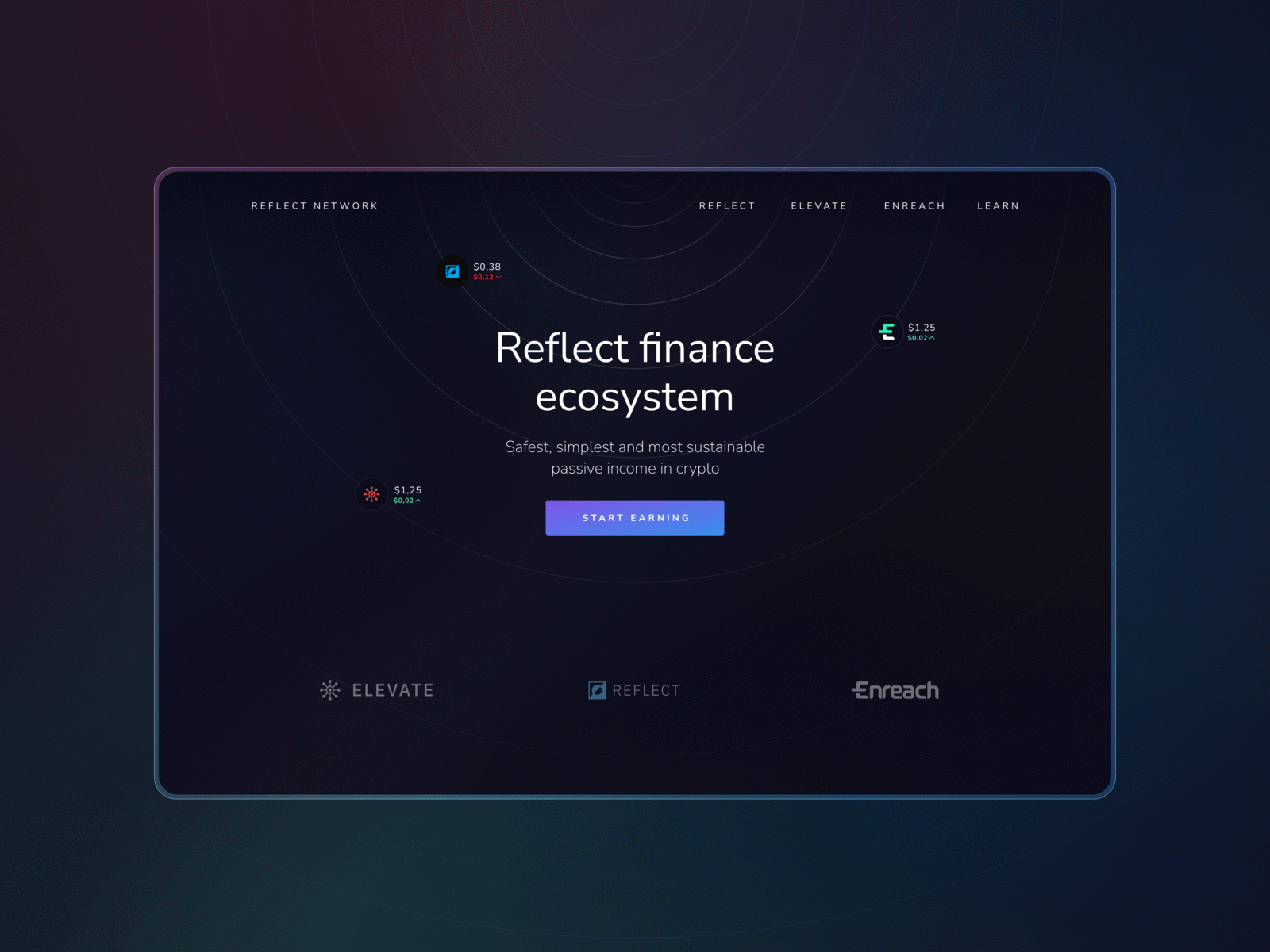 Reflect Network - learning crypto site crypto product design ui ux web web design web3