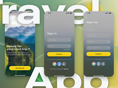 UI Sign Up for Travel Mobile App graphic design ui