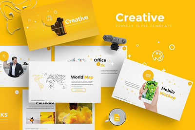 Creative Google Slide Template design graphic design leading page ui vector