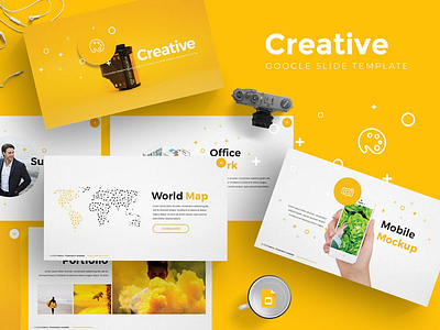 Creative Google Slide Template design graphic design leading page ui vector