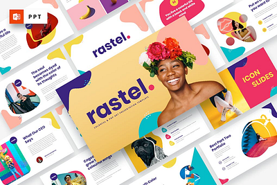 RASTEL - Colorful & Pop Art Powerpoint Template design graphic design leading page ui