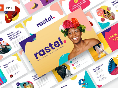 RASTEL - Colorful & Pop Art Powerpoint Template design graphic design leading page ui